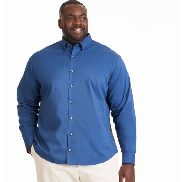Van Heusen Big & Tall Dress Shirt 22 34/35 Blue Ultra Wrinkle Free Stretch NWT - Picture 1 of 4